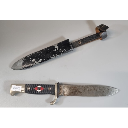 44 - WWII German Hitler Youth type dagger with scabbard.  25.5cm ling overall.  (B.P. 21% + VAT)