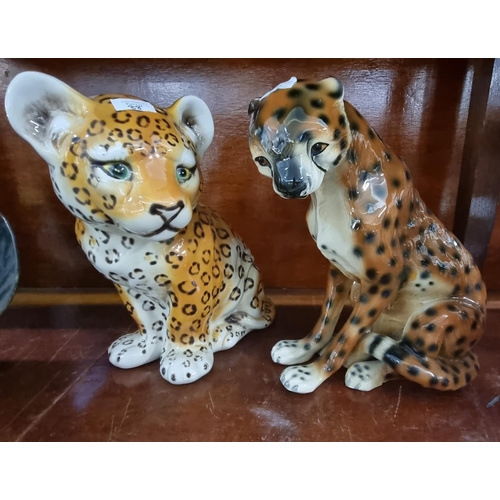 88 - Portuguese ceramic baby Leopard together with a ceramic fireside Cheetah.  (2)  (B.P. 21% + VAT)