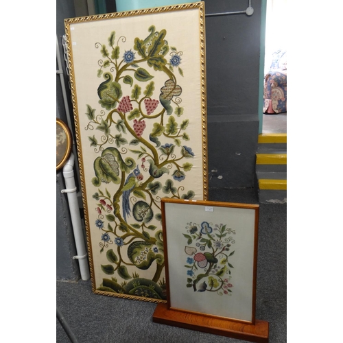 117 - Large 17th century style needlework tapestry panel depicting foliate designs together with a similar... 