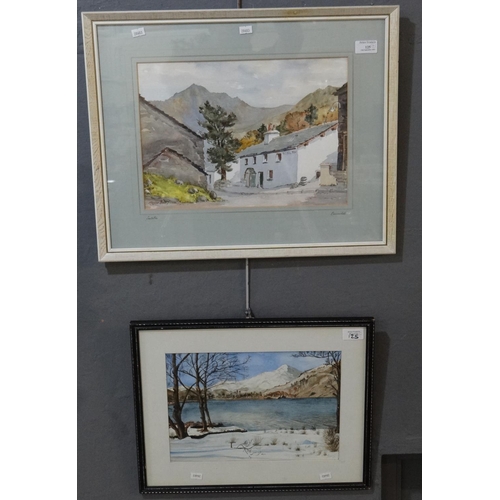 125 - Group of small furnishing pictures being watercolours, various: landscapes, snow scene etc.  Framed.... 