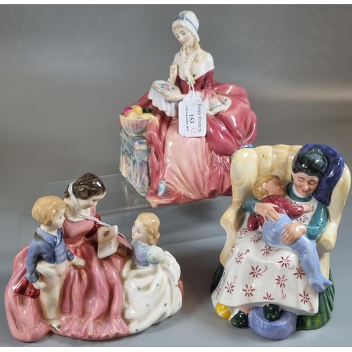 153 - Royal Doulton 'The Bedtime Story' figure group together with Royal Doulton 'Penelope' figurine and R... 