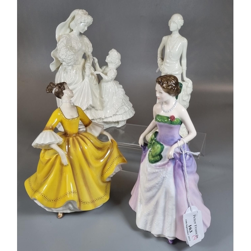 163 - Two Royal Worcester ivory finish figurines to include: 'Millie' 1926 and 'The Wedding Day', together... 