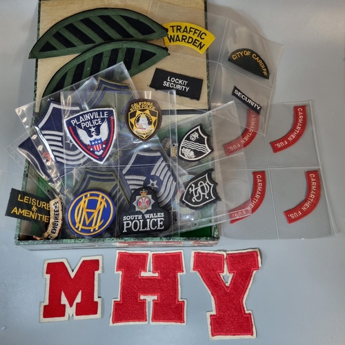 185 - Collection of patches to include: Plainville and California State Police, the Royal Hussars blazer b... 