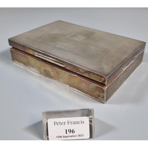 196 - Early 20th century silver engine turned cigarette box.  Sheffield hallmarks.  (B.P. 21% + VAT)