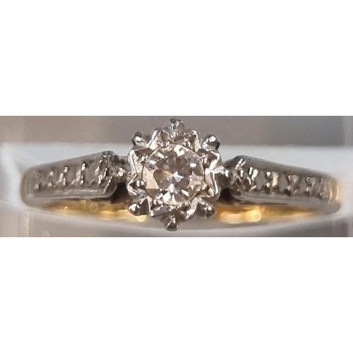 208 - 18ct platinum white stone solitaire ring.  2.3g approx.  Size H.  (B.P. 21% + VAT)