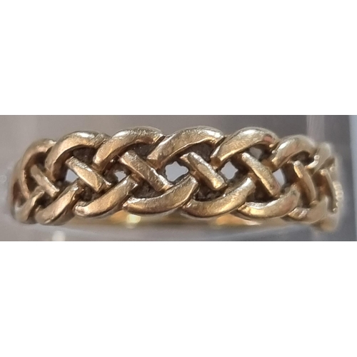 210 - 9ct gold Celtic knot design ring.  2.6g approx.  Size N1/2.  (B.P. 21% + VAT)