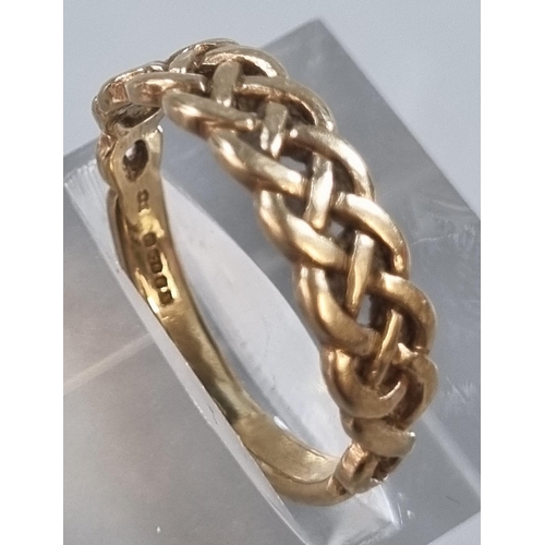 210 - 9ct gold Celtic knot design ring.  2.6g approx.  Size N1/2.  (B.P. 21% + VAT)