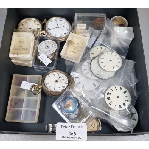 266 - Collection of silver pocket watches and watch parts including: faces, Mappin & Webb ladies watch etc... 