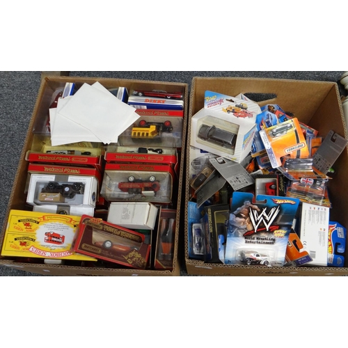 280 - Two boxes of diecast model vehicles, to include: Hotwheels, Maisto, Matchbox Models of Yesteryear, D... 