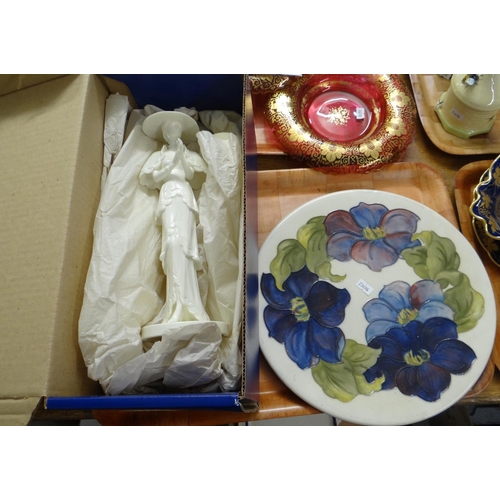 294 - Moorcroft Art pottery tube lined cream ground 'Clematis' design plate or charger and a Coalport 'Hig... 