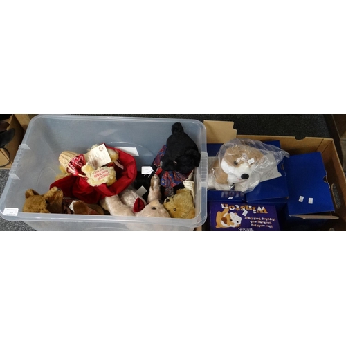 313 - Two boxes of teddy bears and other soft toys to include: Hermann 'Little Red Riding Hood' and anothe... 