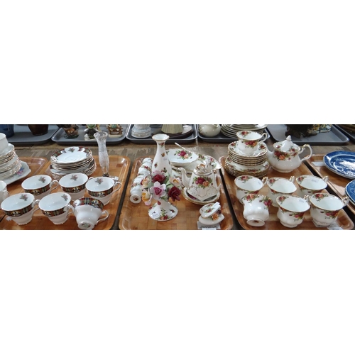 345 - Three trays of china to include: two trays of Royal Albert English bone china 'Old Country Roses' de... 