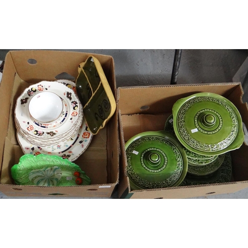 361 - Two boxes of mostly china to include: TG Green & Co Ltd Church Gresley pottery 'Hunt Club' design pl... 