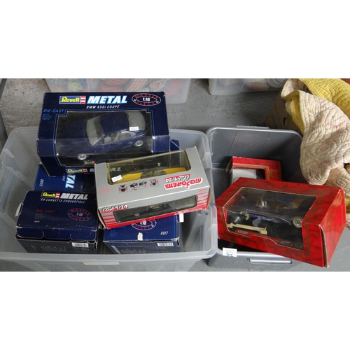 362 - Two boxes of Revell and other diecast model vehicles, mainly 1:18 and 1:24 scale to include: BMW 850... 