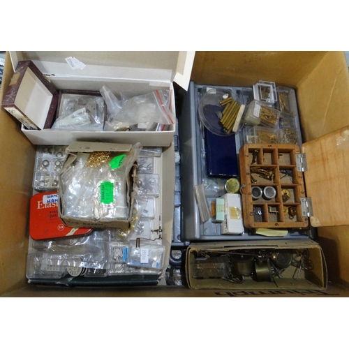 373 - Box of watch parts, horological and jewellery making equipment and accessories to include: various s... 