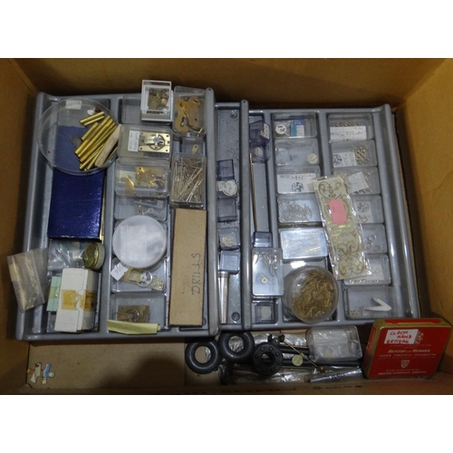 373 - Box of watch parts, horological and jewellery making equipment and accessories to include: various s... 