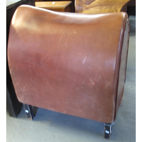 387 - Hand made leather upholstered equestrian Saddle Display Stand, on turned legs. By County Saddlery.