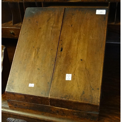 450 - Victorian mahogany fall front stationary cabinet together with an early 20th century oak letter rack... 