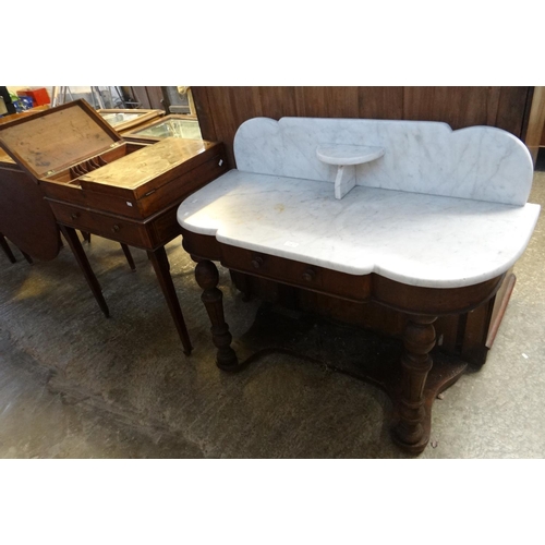 470 - Group of assorted furniture items to include: Victorian marble topped Duchesse style dressing table;... 