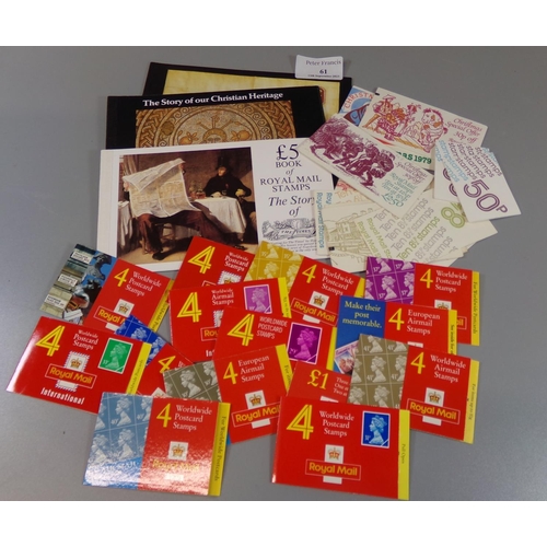 61 - Great Britain selection of stamp booklets-folded, bar code and prestige, all different.  (B.P. 21% +... 