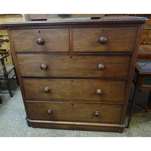 485 - Victorian mahogany straight front chest of two short and three long graduated drawers.  120cm wide a... 