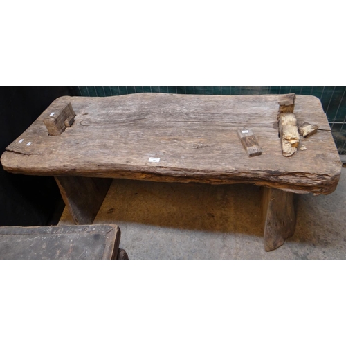 488 - Rustic trestle ended garden bench.  1.25M wide approx.