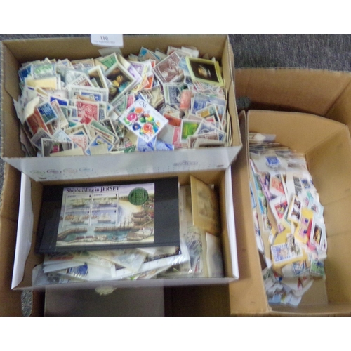 110 - Box with all World selection of stamps in shoeboxes 1000's of stamps on & off paper, loose and in pa... 