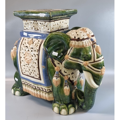 113 - Chinese style ceramic conservatory seat or jardiniere in the form of an elephant.
(B.P. 21% + VAT)