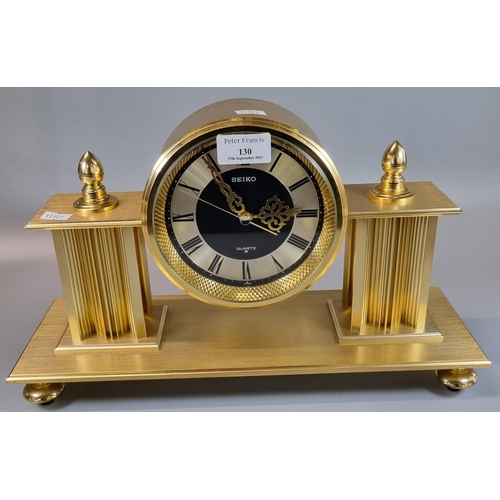 130 - Modern Seiko Japanese quartz movement gilt finish architectural design mantel clock.
(B.P. 21% + VAT... 