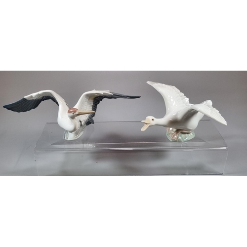 135 - Two Lladro Spanish porcelain birds; goose and heron. (2)(B.P. 21% + VAT)