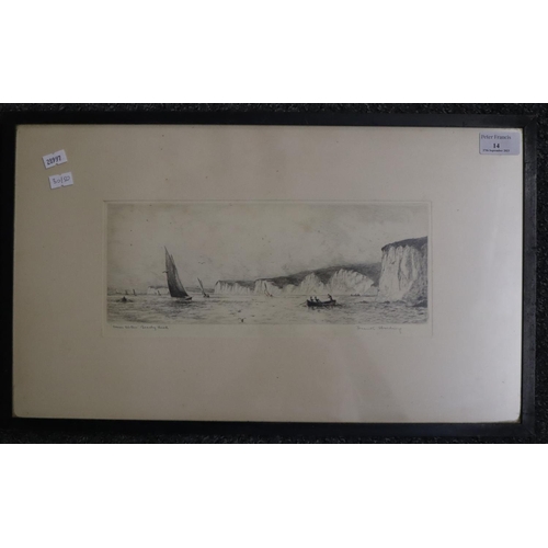14 - Frank Harding (British, early 20th Century), 'Seven Sisters Beachy head', uncoloured etching, signed... 