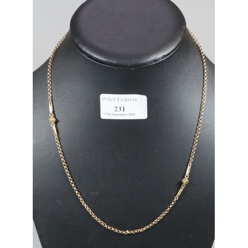 231 - 9ct gold curb link chain or necklace. 7.7g approx.
(B.P. 21% + VAT)