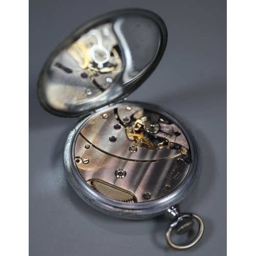 236 - Early 20th Century silver open faced pocket watch with silvered face and Roman numerals. Together wi... 