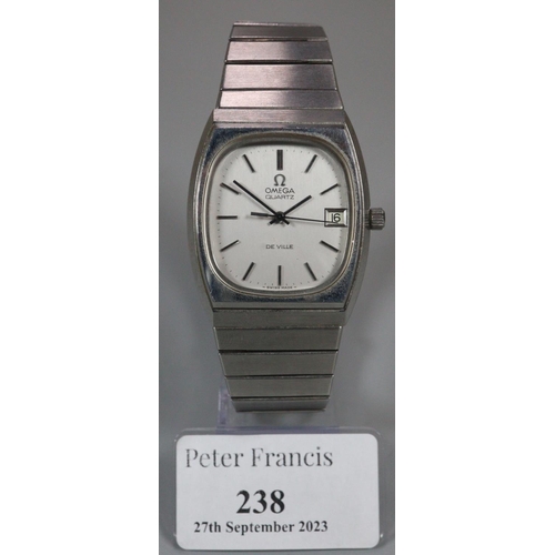 238 - Omega quartz Deville wristwatch with stainless steel strap.
(B.P. 21% + VAT)