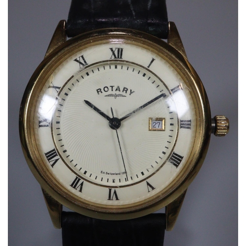 243 - Gent's Rotary Windsor gold plated watch with leather strap.
(B.P. 21% + VAT)