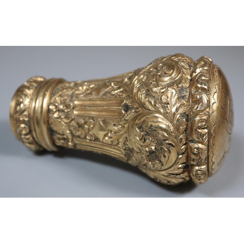 249 - Victorian gilded metal walking stick or cane handle, the top marked 'David Bowen'.
(B.P. 21% + VAT)