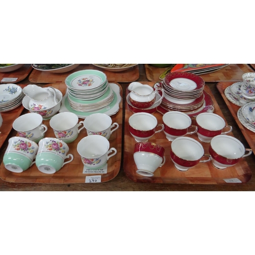 270 - Two trays of teaware; one Salisbury English bone china part teaset and a Tuscan floral design part t... 