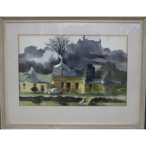 28 - Elizabeth Bridge (20th Century Welsh), study of Welsh cottages, signed, watercolours. 35 x 51cm appr... 