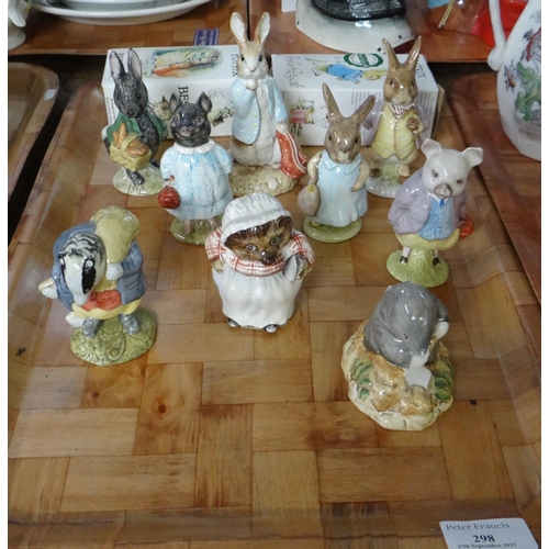 298 - Tray of eight Beswick Beatrix Potter figures to include: 'Pigling Bland', 'Little Black Rabbit', 'Pi... 