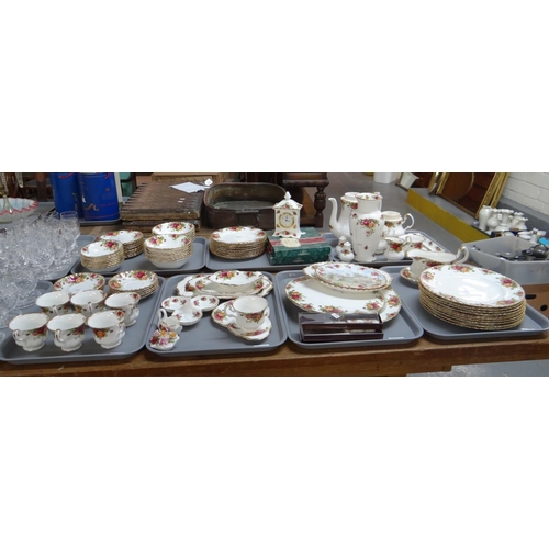 322 - Seven trays of Royal Albert 'Old Country Roses' design items to include: teacups and saucers, coffee... 