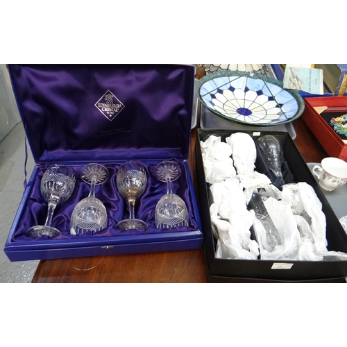 336 - Two boxed six glass sets of lead crystal wine glasses; one Royal Doulton and one Edinburgh Crystal. ... 