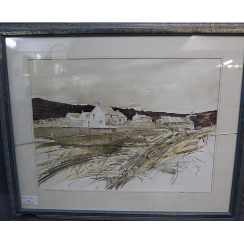 37 - Alfred Gregory Eagers (Welsh 20th Century), 'Abereiddy, Pembs', signed to the mount in pencil, water... 