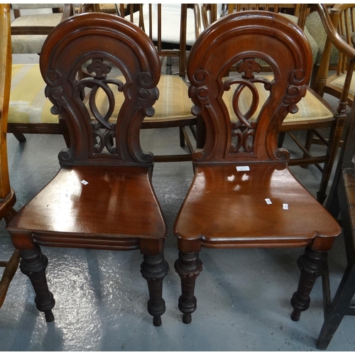 412 - Pair of Victorian mahogany hall chairs. (2)
(B.P. 21% + VAT)