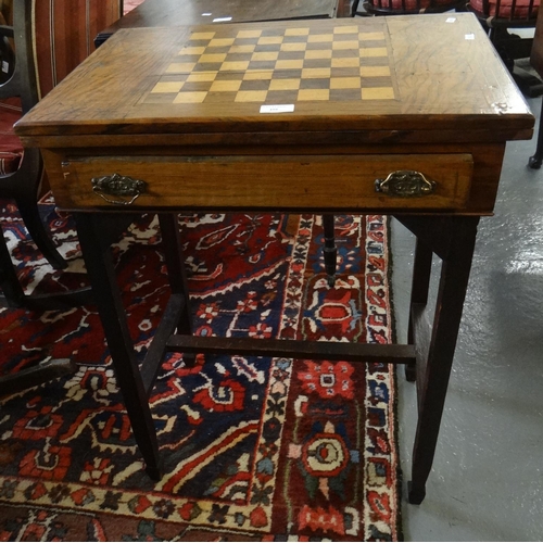 459 - Victorian walnut and mixed woods folding card/games table on associate stand.
(B.P. 21% + VAT)