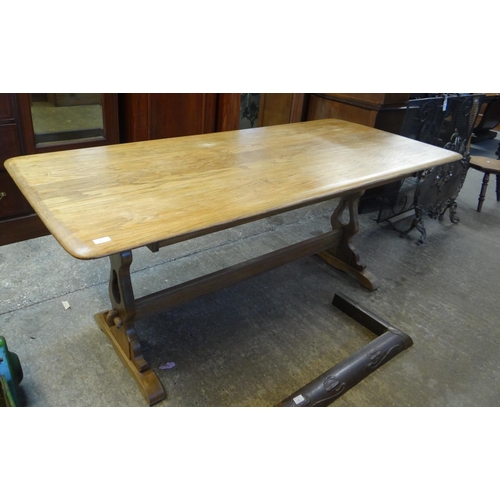 482 - Mid Century elm Ercol style rectory type kitchen or dining table. 180 x 82 x 75cm approx.
(B.P. 21% ... 