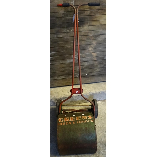 496 - Vintage Greens Leeds & London two handled 'Flyer' push lawnmower.
(B.P. 21% + VAT)