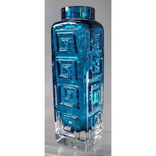 61 - Whitefriars kingfisher blue Greek key vase. 20.5cm approx.
(B.P. 21% + VAT)