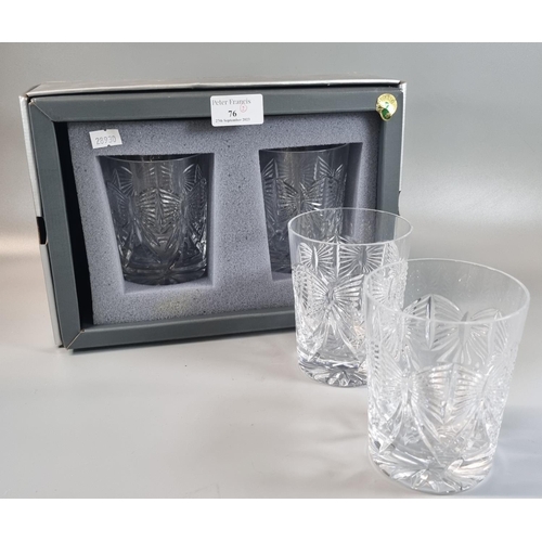 76 - Two boxed pairs of Waterford crystal 'The Millennium Collection' toasting double old fashions glasse... 