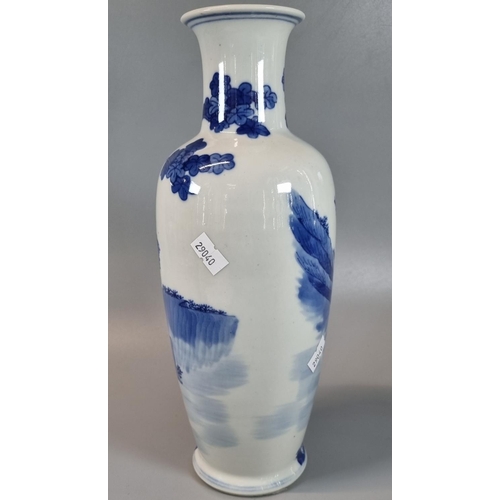 81 - Chinese export porcelain blue and white baluster vase painted in a Kangxi style with figures in a ga... 