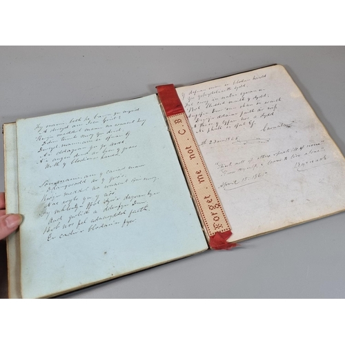 208 - Victorian hand written poetry book in Welsh and English. Gilt floral decoration and the word 'Album'... 